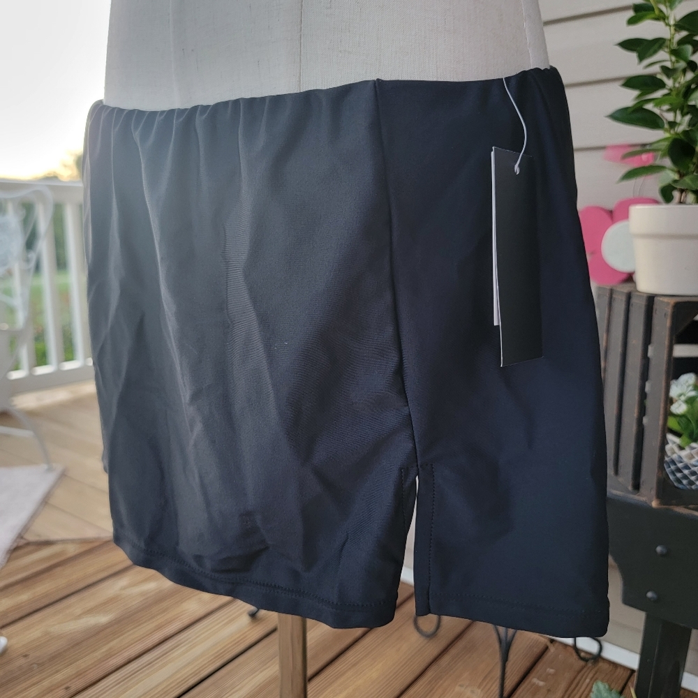 PACIFIC BEACH ♡ NWT Gorgeous Black Skirtini Swimsuit Bottoms with Side Slits L